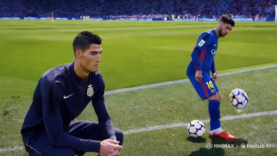 Iconic Footballers Ronaldo and Messi in Cinematic Tribute – AI Generated Video | Hailuo AI