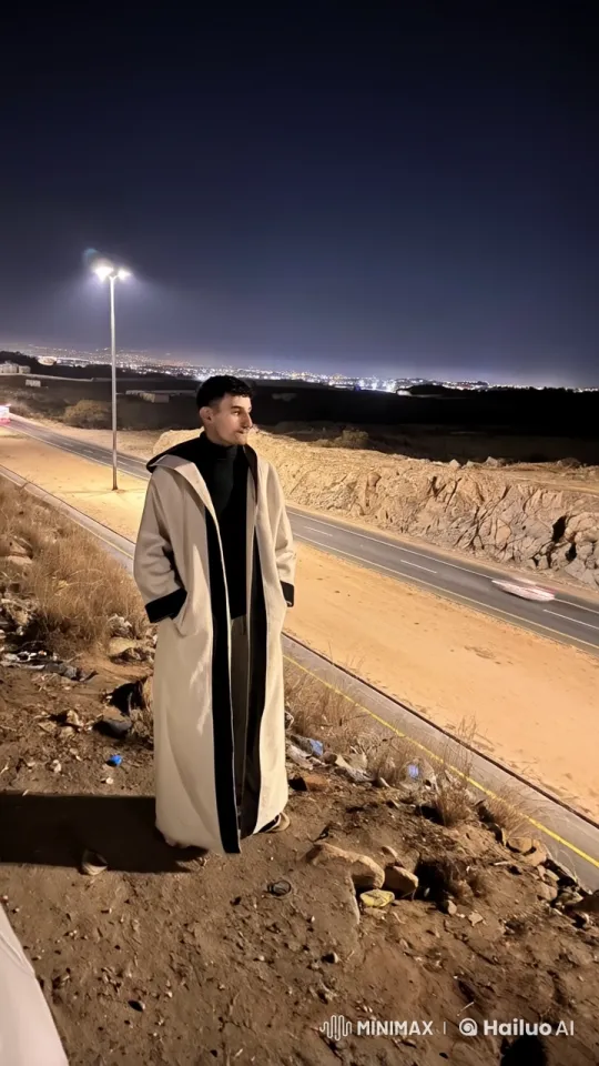 Nighttime Solitude: Person Smokes on Hillside Over City – AI Generated Video | Hailuo AI