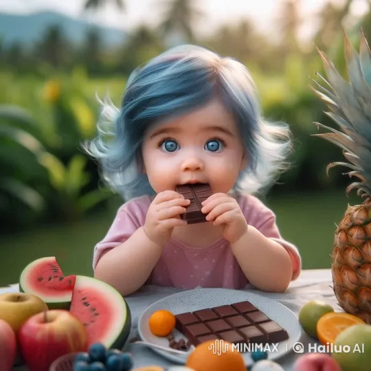Toddlers' Playful Snack Time in a Sunlit Garden – AI Generated Video | Hailuo AI
