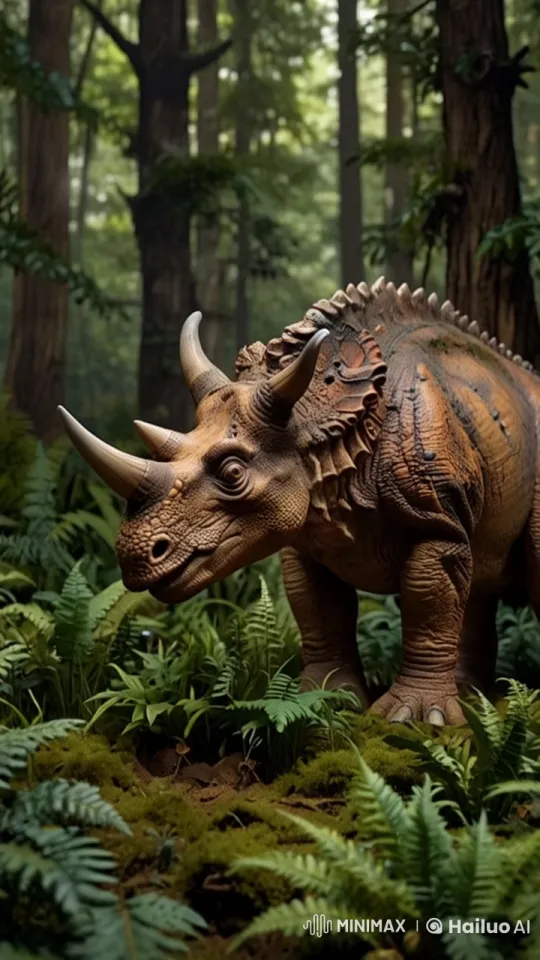 Prehistoric Life: Triceratops in a Verdant Habitat – AI Generated Video | Hailuo AI