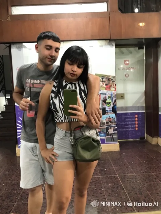 Couple Takes Selfie, Woman Kisses Man – AI Generated Video | Hailuo AI