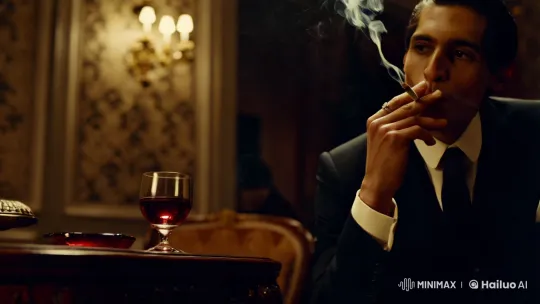 Vintage Elegance: Enigmatic Figure in Opulent Room – AI Generated Video | Hailuo AI
