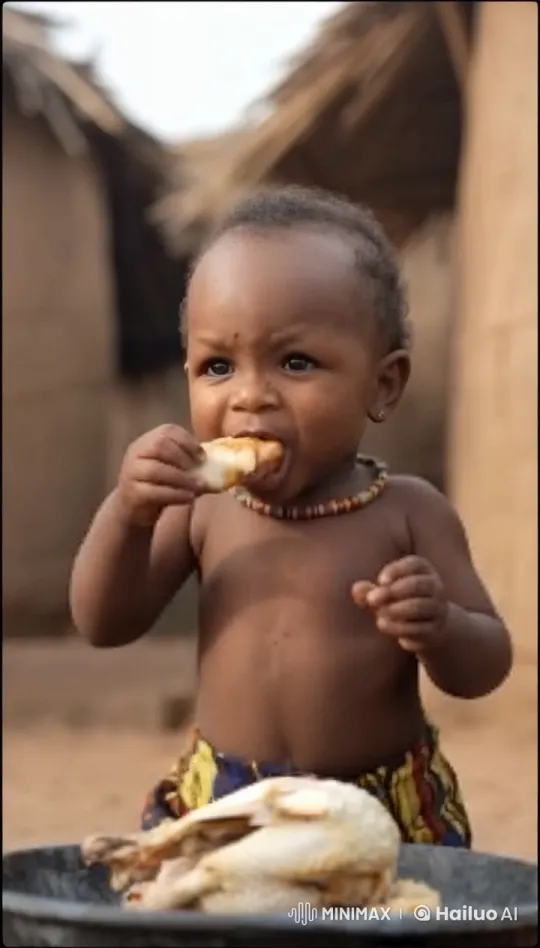 African Child Joyfully Mimics Dance with Chicken – AI Generated Video | Hailuo AI