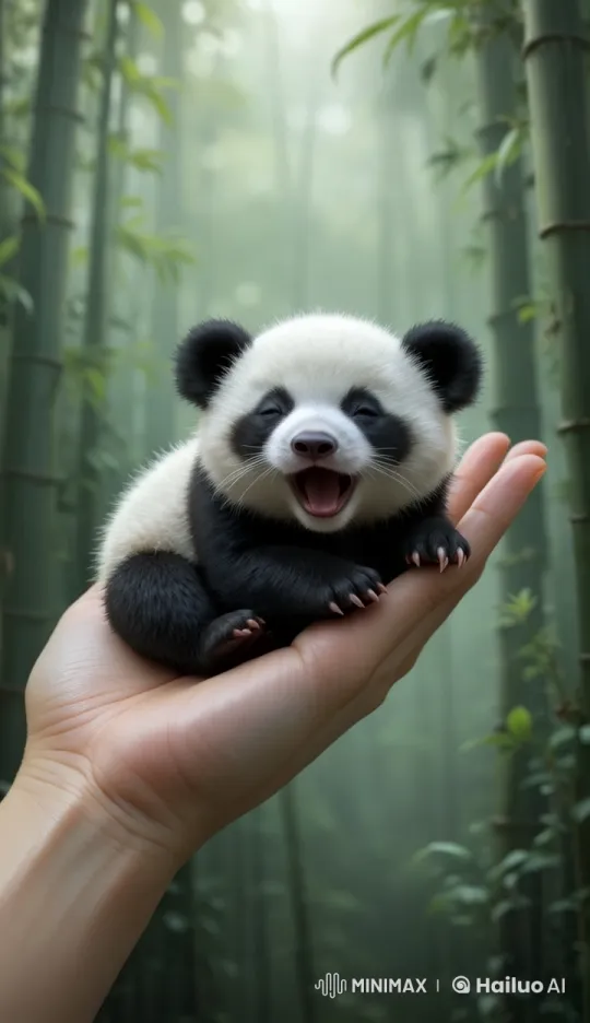 Tiny Polar Bear Cub in a Bamboo Forest – AI Generated Video | Hailuo AI