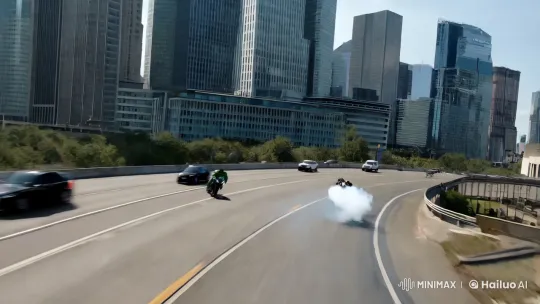 Thrilling Motorcycle Chase: Hulk vs. Transformer – AI Generated Video | Hailuo AI