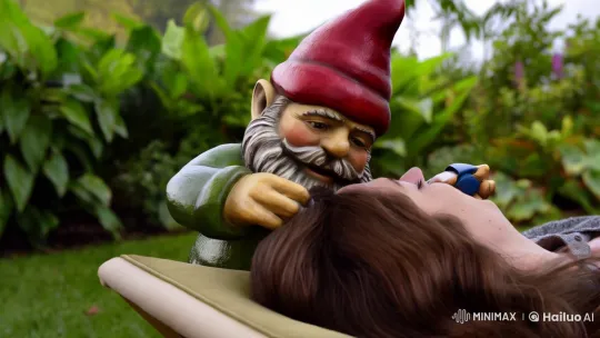 Whimsical Gnome Delivers Message in Serene Garden – AI Generated Video | Hailuo AI