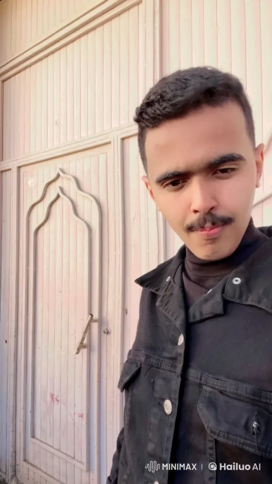 Person Smoking in Front of Ornate Light Pink Door – AI Generated Video | Hailuo AI