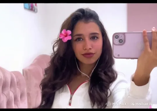 Pink-Themed Room Selfie with Smoking Scene – AI Generated Video | Hailuo AI