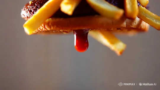 Close-Up of Artfully Arranged Big Mac and Fries – AI Generated Video | Hailuo AI