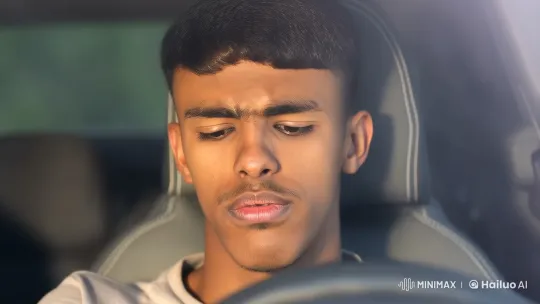 Young Man Contemplates in Car, Lights Cigarette – AI Generated Video | Hailuo AI