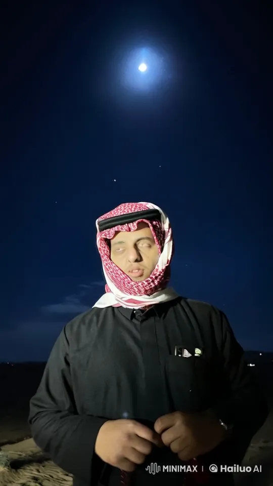 Nighttime Desert Contemplation with Smoking Figure – AI Generated Video | Hailuo AI