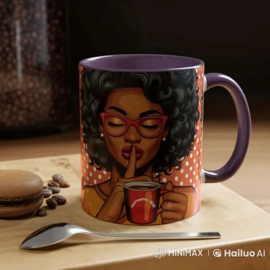 Animated Woman Smiles on Animated Coffee Mug – AI Generated Video | Hailuo AI