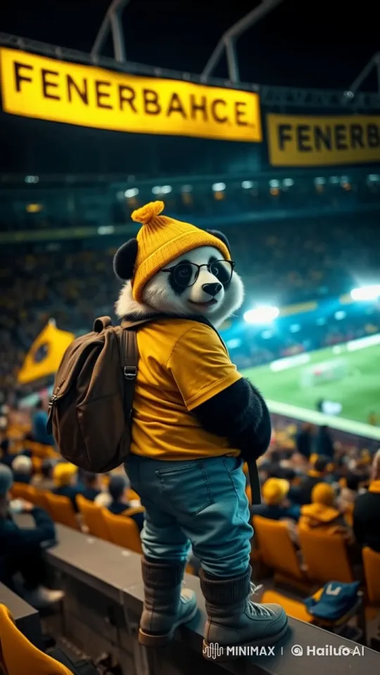 Panda Mascot's Joyful Experience at Fenerbahçe Stadium – AI Generated Video | Hailuo AI