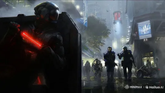 Futuristic Cityscape of Resistance and Surveillance – AI Generated Video | Hailuo AI