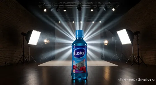 Luster Bottle Presentation: Hyper-Realistic Studio Scene – AI Generated Video | Hailuo AI