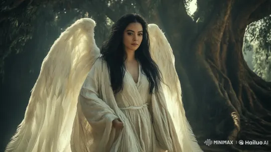 Mystical Woman with Wings in Serene Forest – AI Generated Video | Hailuo AI