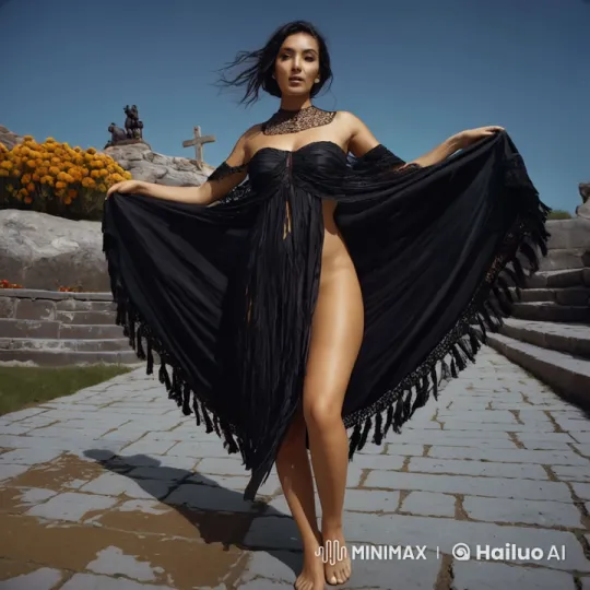 Elegant Woman in Nature Showcases Graceful Dress – AI Generated Video | Hailuo AI