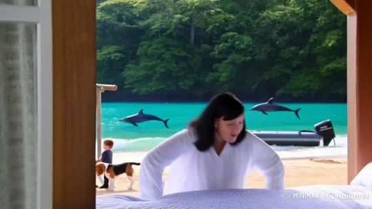 Coastal Morning: Family, Dolphins, and Tranquil Living – AI Generated Video | Hailuo AI
