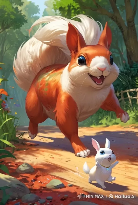 Squirrel and Bunny Chase Through Enchanted Forest – AI Generated Video | Hailuo AI