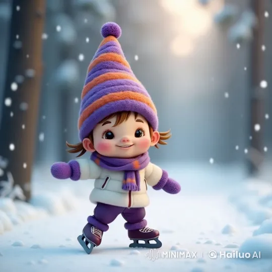 Boy Skates Joyfully in Winter Wonderland – AI Generated Video | Hailuo AI