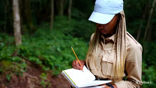 Young Explorer in Verdant Forest with Notebook – AI Generated Video | Hailuo AI