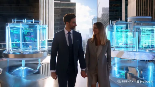 Futuristic Romance in a Technologically Advanced Metropolis – AI Generated Video | Hailuo AI