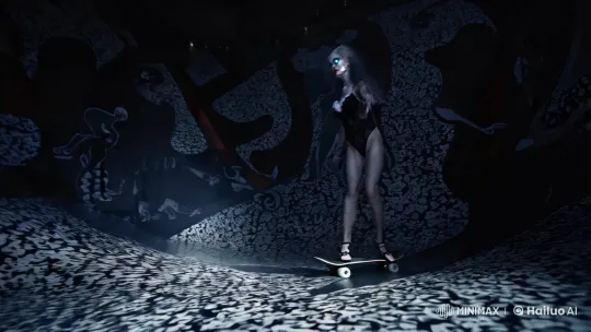 Surreal Fusion of Woman and Distorted Space in Futuristic Noir – AI Generated Video | Hailuo AI