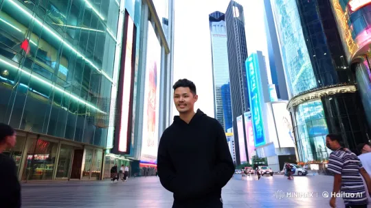 Young Man in Modern Cityscape – AI Generated Video | Hailuo AI
