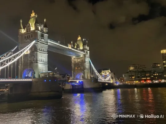 Daybreak at the Tower Bridge: Night to Day Transition – AI Generated Video | Hailuo AI