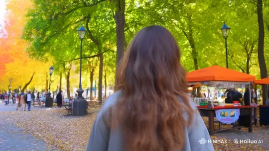 Woman's Journey Through City Park and Old Town Café – AI Generated Video | Hailuo AI