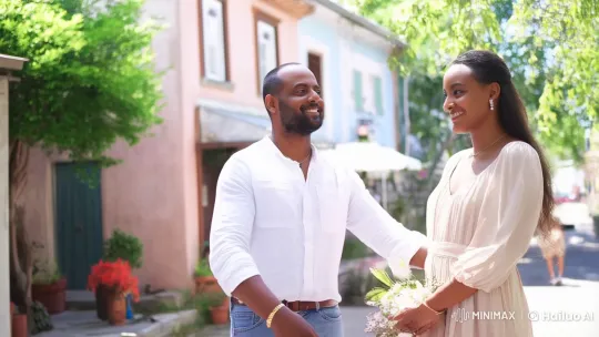 Romantic Afternoon Kiss in a Lively Neighborhood – AI Generated Video | Hailuo AI