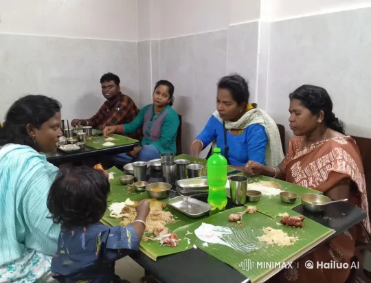 Family Meal on Banana Leaves with Shy Child – AI Generated Video | Hailuo AI
