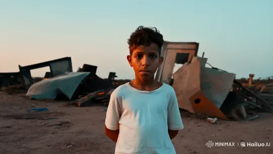 Boy in Barren Landscape Contemplates with a Cigarette – AI Generated Video | Hailuo AI