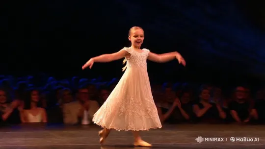 Graceful Dance: Elegance in Motion on Stage – AI Generated Video | Hailuo AI