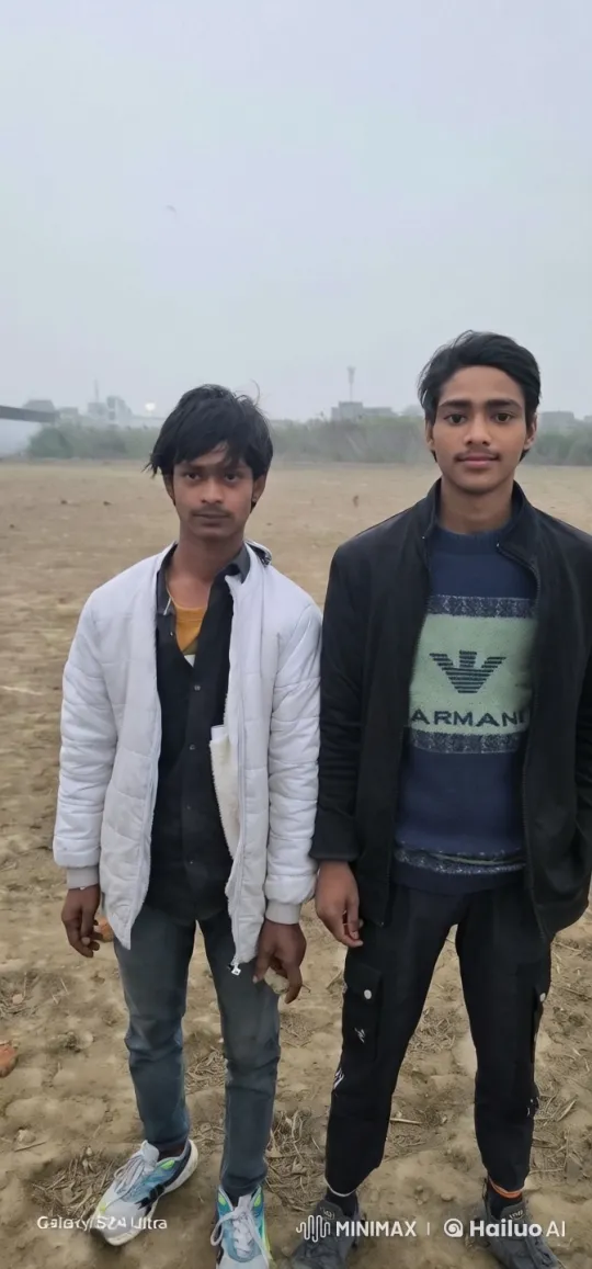Two Men in a Barren Field Amidst Distant Buildings – AI Generated Video | Hailuo AI