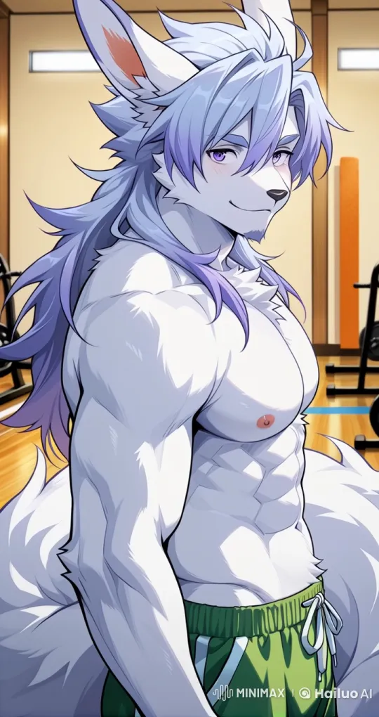 White Rabbit Anthro Gym Scene with Realistic Movements – AI Generated Video | Hailuo AI