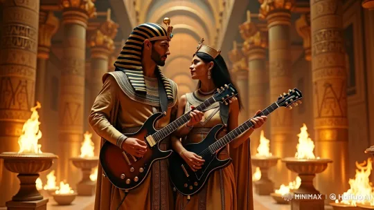 Ancient Egyptian Temple: Pharaohs Rock on Electric Guitars – AI Generated Video | Hailuo AI