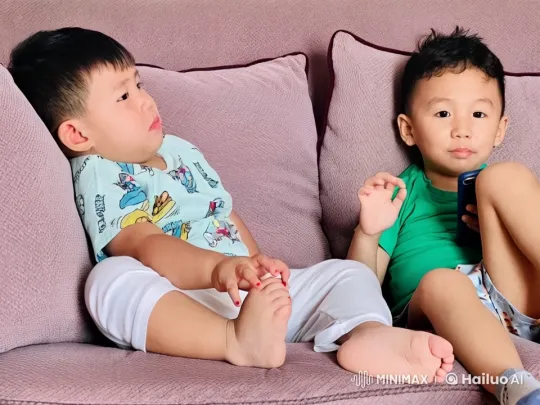 Children's Energetic Play in Living Room Captured on Camera – AI Generated Video | Hailuo AI