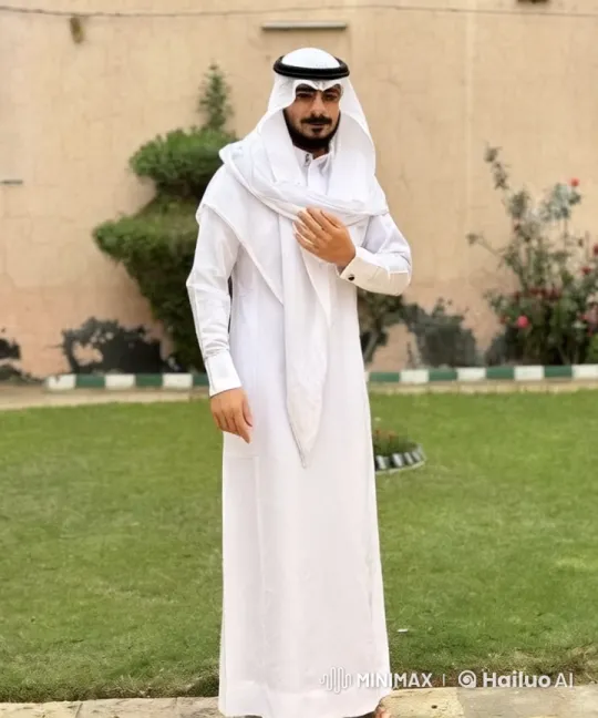Traditional Attired Person Smokes in Tranquil Garden – AI Generated Video | Hailuo AI
