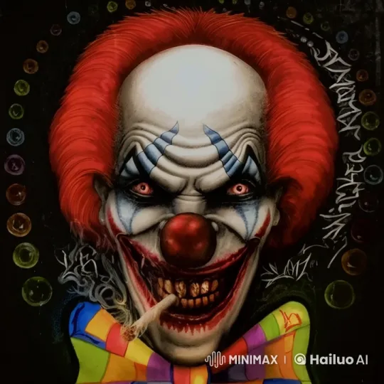 Menacing Clown with Fiery Red Hair and Animated Features – AI Generated Video | Hailuo AI