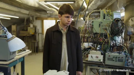 Young Man Deep in Thought in Modern Pakistani Workshop – AI Generated Video | Hailuo AI