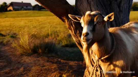 Rustic Pastoral: Farmer Meets Sarcastic Goat – AI Generated Video | Hailuo AI