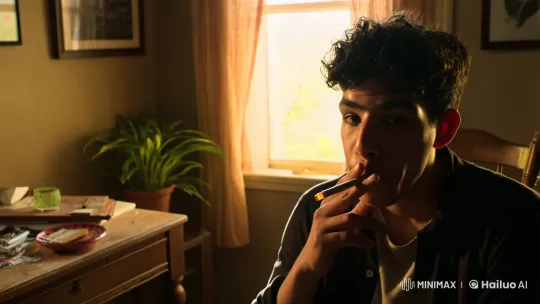 Young Man Reflects in Intimate, Dimly Lit Room – AI Generated Video | Hailuo AI