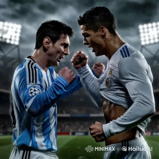 Iconic Footballers' Dramatic Confrontation in Cinematic Scene – AI Generated Video | Hailuo AI