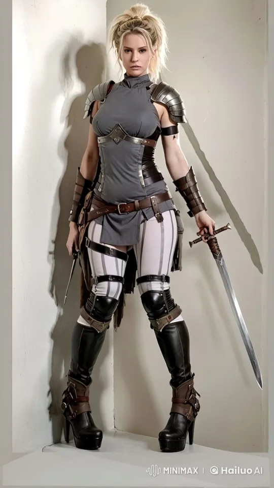 Medieval Armored Woman Walks Gracefully in Slow Motion – AI Generated Video | Hailuo AI