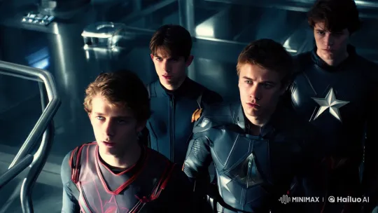 High Aesthetic: Young Avengers in Metallic Chamber – AI Generated Video | Hailuo AI