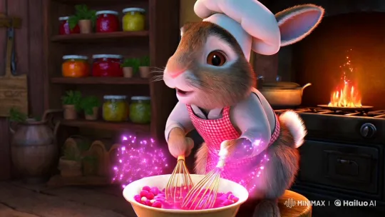 Magical Bunny Chef in Rustic Kitchen Scene – AI Generated Video | Hailuo AI