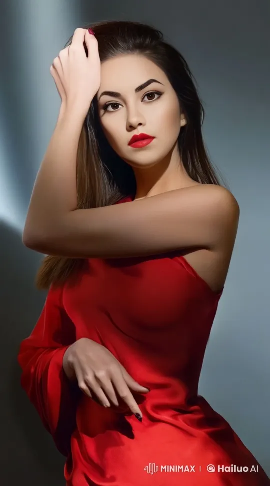 4K Live2D Masterpiece: Graceful Girl in Red Dress – AI Generated Video | Hailuo AI