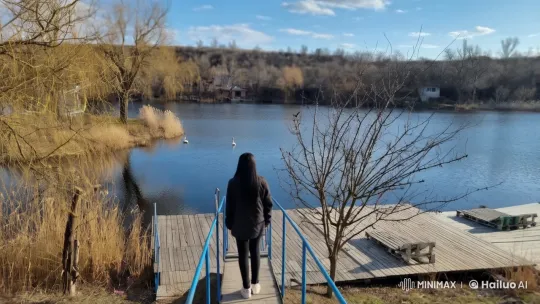 Girl Boards Yacht on Serene Lakeside at Sunset – AI Generated Video | Hailuo AI