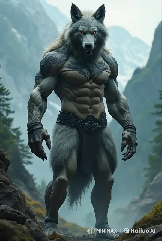 Majestic Werewolf Dominates Misty Mountains – AI Generated Video | Hailuo AI